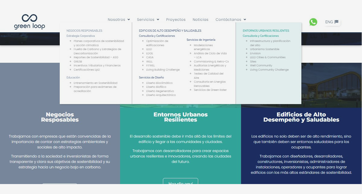 Mega Menu y Sección de Servicios